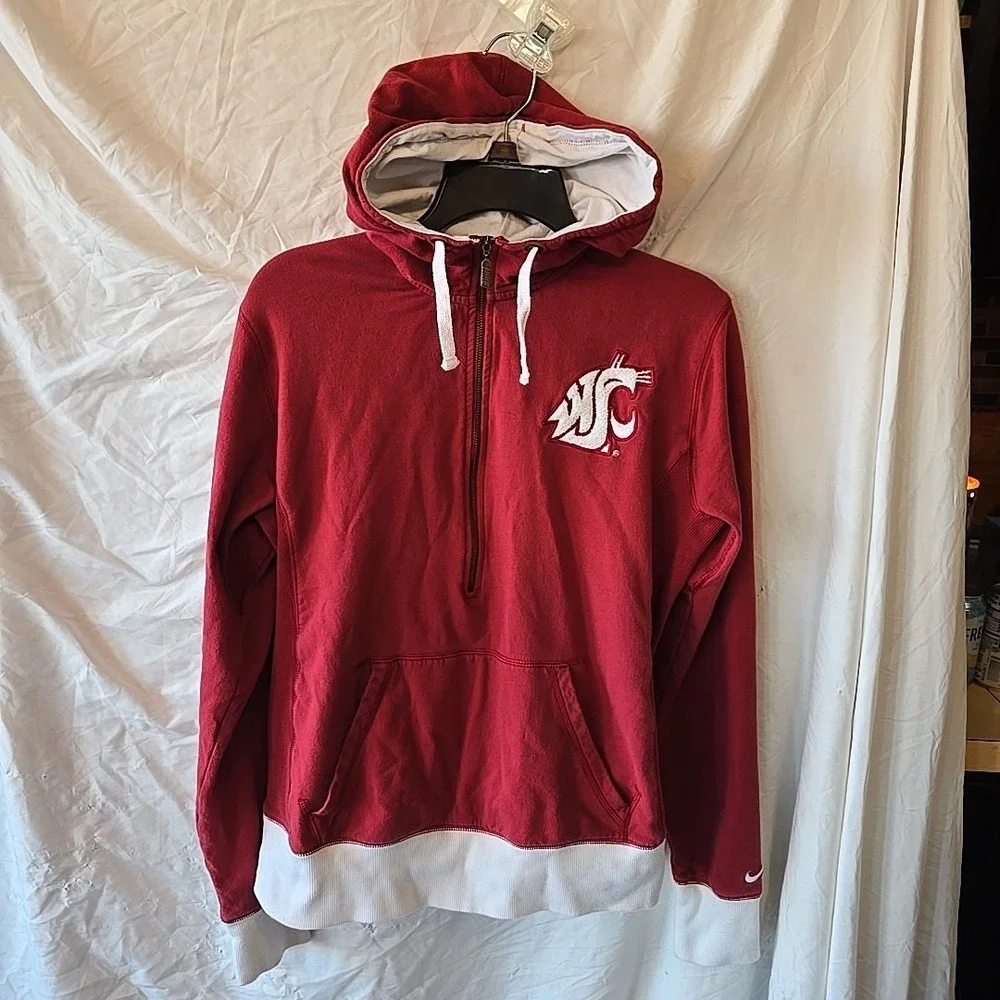 Nike Washington State Cougars 1/2‎ Zip Hoodie Sweatshirt Red White Women's XL